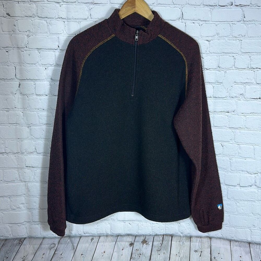 KUHL Alfpaca Fleece 1/4 Zip‎ M Black Red Hiker Hiking Outdoors Pullover Mock
